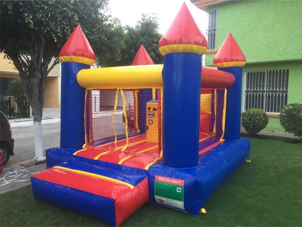 Castillos inflable de colores postes azules